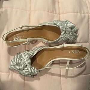 Zara Striped bow kitten heels, Size EU 38 (US 7.5).